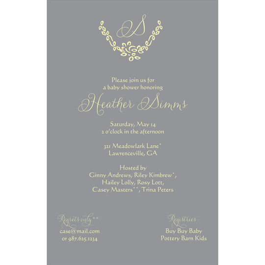 Grey Initial Invitations